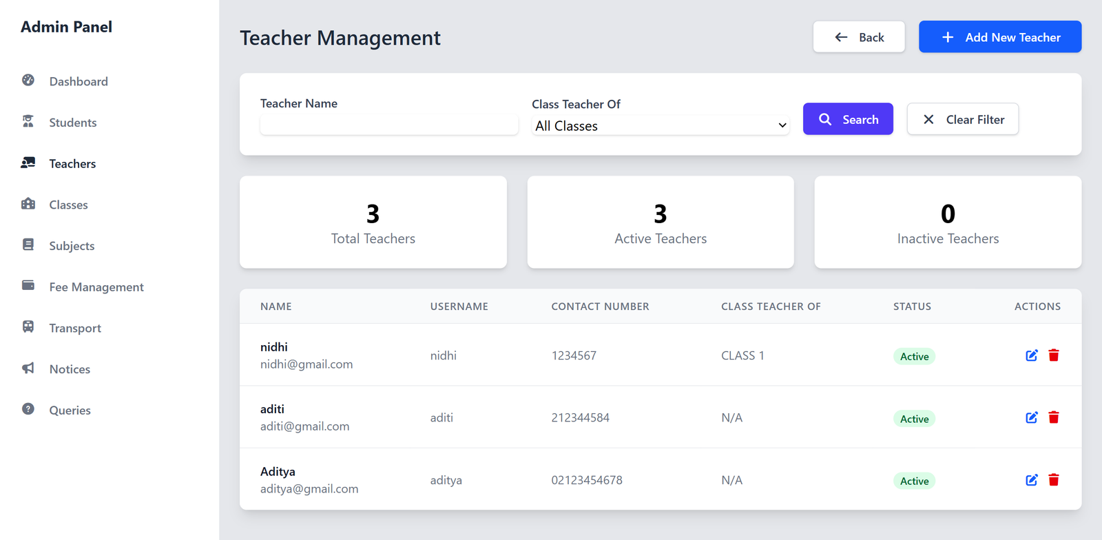 Add Teacher