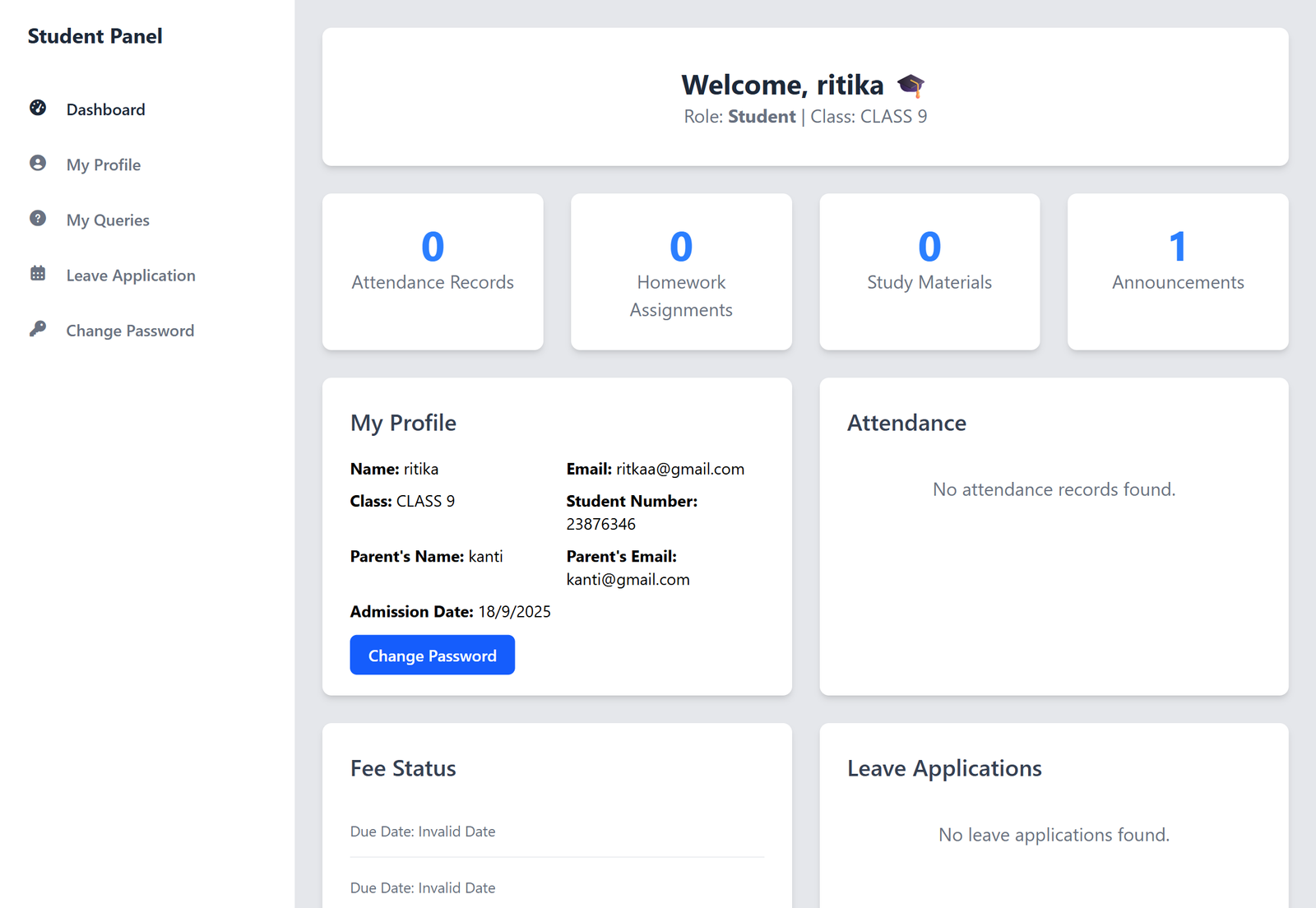 Student Dashboard