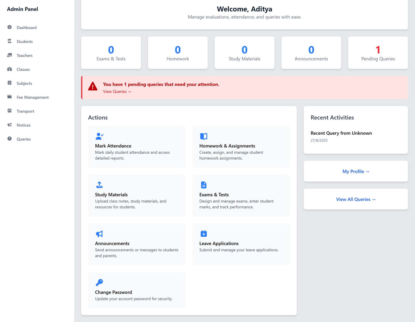 Teacher Dashboard
